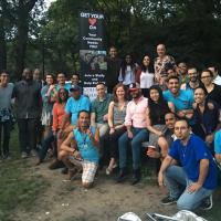 Group shot of volunteer BBQ.